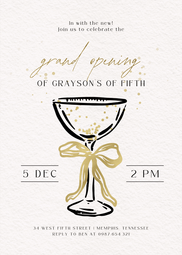 Cocktails call - grand opening invitation